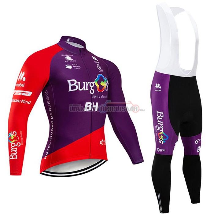 Abbigliamento Ciclismo Burgos BH Manica Lunga 2020 Viola Rosso